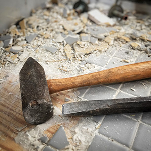 tearing up floor tile during a bathroom remodel t20 EOyno4